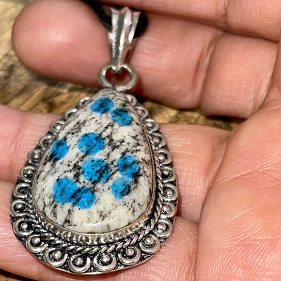 Raindrop K2 Azurite Granite Pendant 2 1/4” - Picture 5 of 12